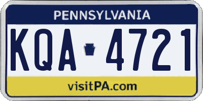 PA license plate KQA4721