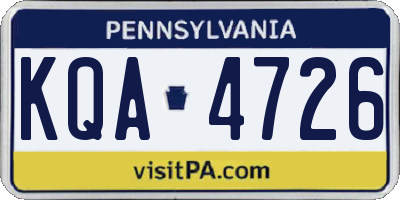 PA license plate KQA4726