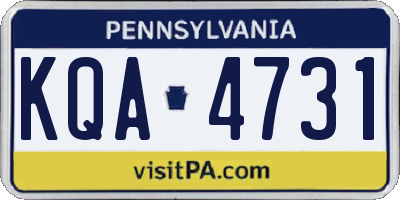 PA license plate KQA4731