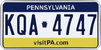 PA license plate KQA4747