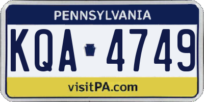 PA license plate KQA4749