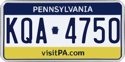 PA license plate KQA4750