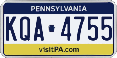 PA license plate KQA4755