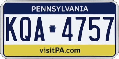 PA license plate KQA4757