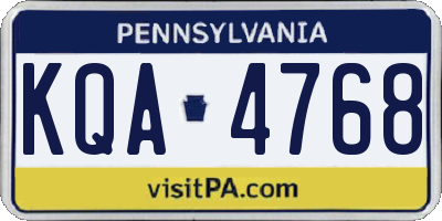 PA license plate KQA4768
