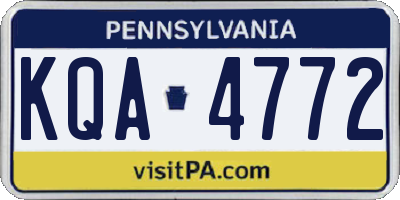 PA license plate KQA4772