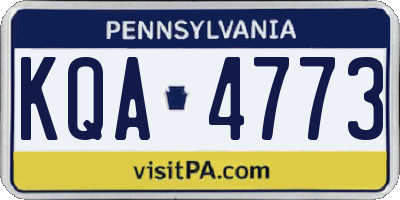 PA license plate KQA4773