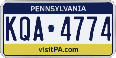 PA license plate KQA4774