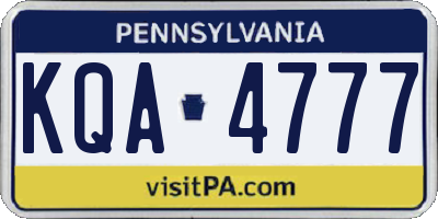 PA license plate KQA4777