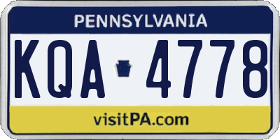 PA license plate KQA4778