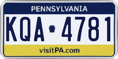 PA license plate KQA4781