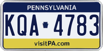 PA license plate KQA4783