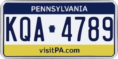 PA license plate KQA4789