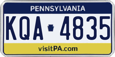 PA license plate KQA4835