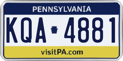 PA license plate KQA4881