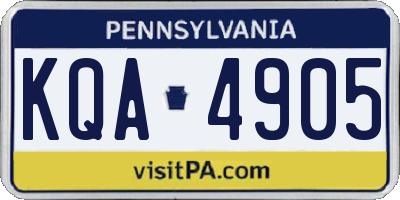 PA license plate KQA4905