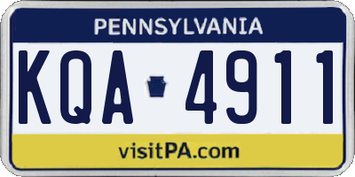 PA license plate KQA4911
