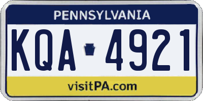 PA license plate KQA4921