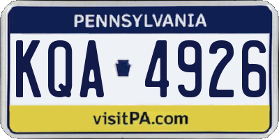 PA license plate KQA4926