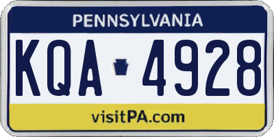 PA license plate KQA4928