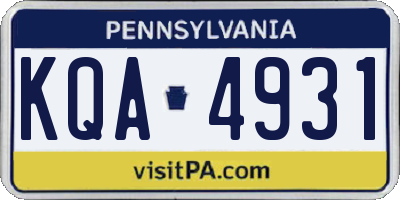 PA license plate KQA4931