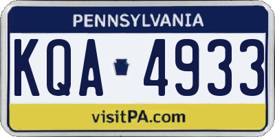 PA license plate KQA4933