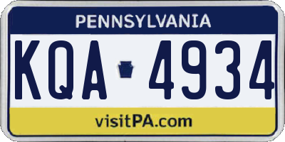PA license plate KQA4934