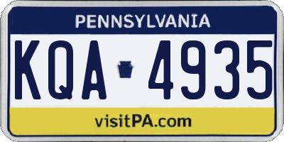 PA license plate KQA4935