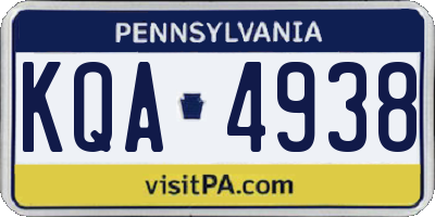 PA license plate KQA4938