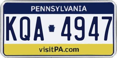 PA license plate KQA4947