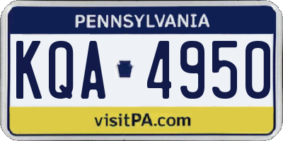 PA license plate KQA4950