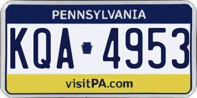 PA license plate KQA4953