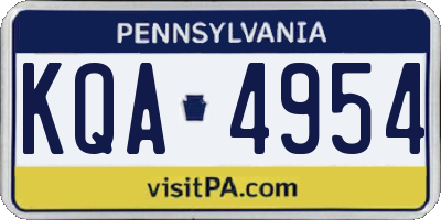 PA license plate KQA4954