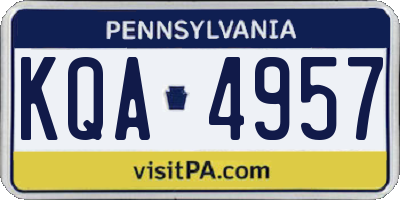 PA license plate KQA4957