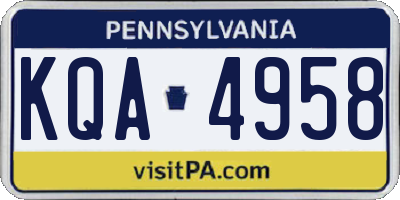 PA license plate KQA4958