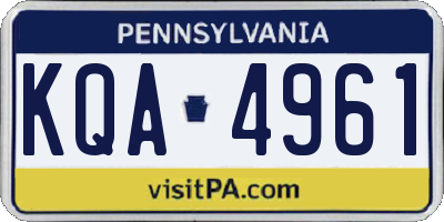 PA license plate KQA4961