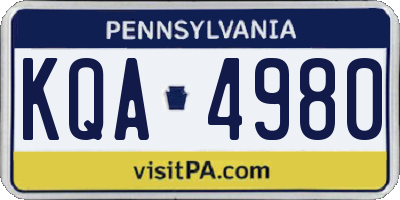 PA license plate KQA4980