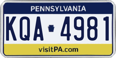 PA license plate KQA4981