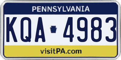PA license plate KQA4983