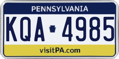 PA license plate KQA4985