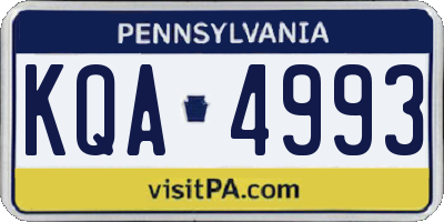 PA license plate KQA4993