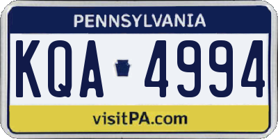 PA license plate KQA4994