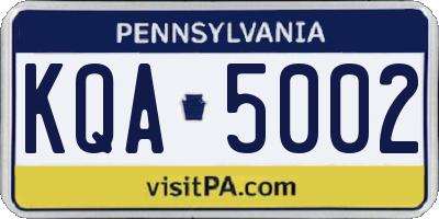 PA license plate KQA5002