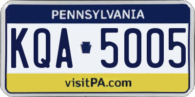 PA license plate KQA5005