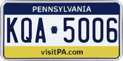 PA license plate KQA5006