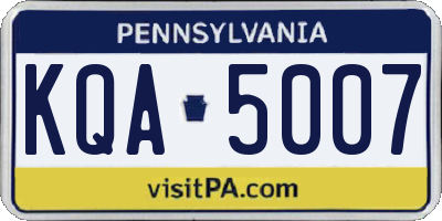 PA license plate KQA5007