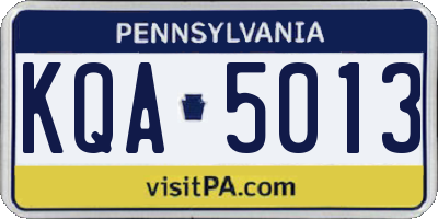 PA license plate KQA5013