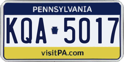 PA license plate KQA5017