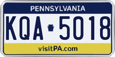 PA license plate KQA5018