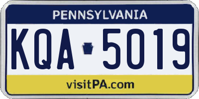 PA license plate KQA5019